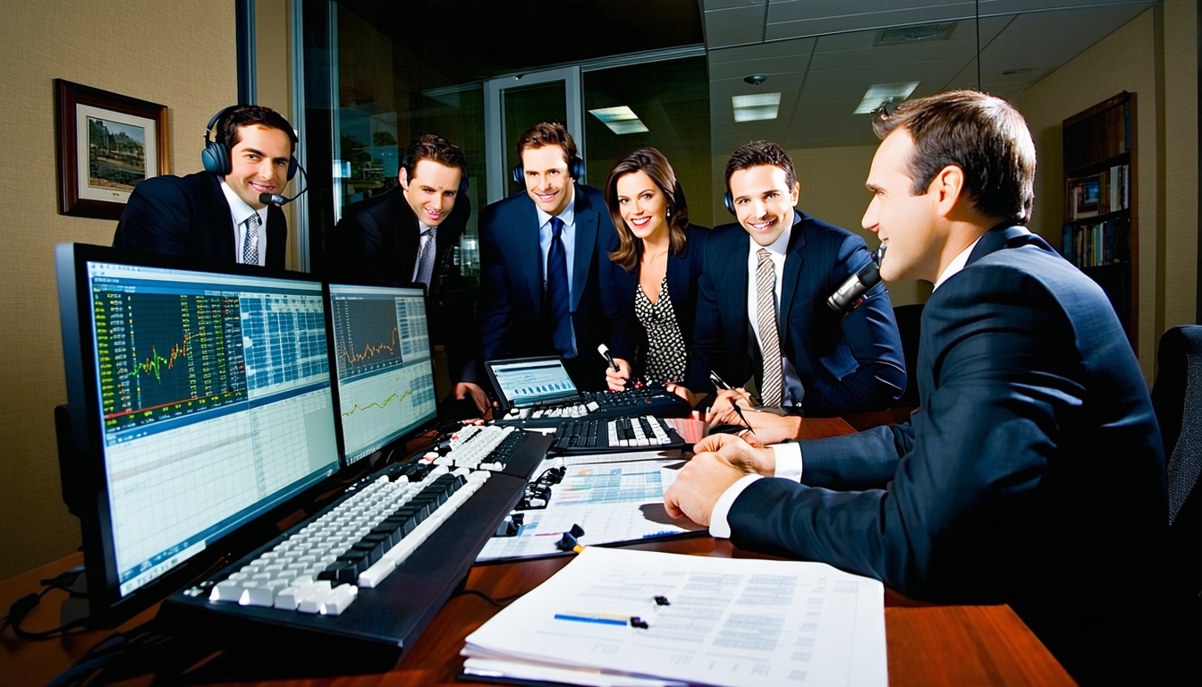 Business professionals tuning in to financial radio programming
